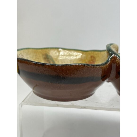 Modigliani Italy Terra Cotta Glazed Pottery Small Double Side Dish Condiment EUC - Picture 5 of 16